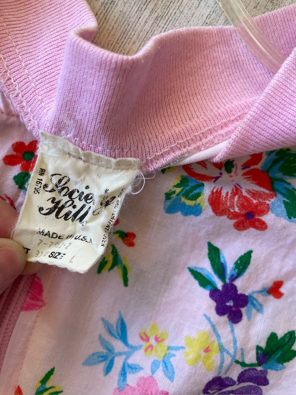 Vintage Floral Pink Zip-Front Thin Cotton Bomber Jacket SZ L - Picture 7 of 9